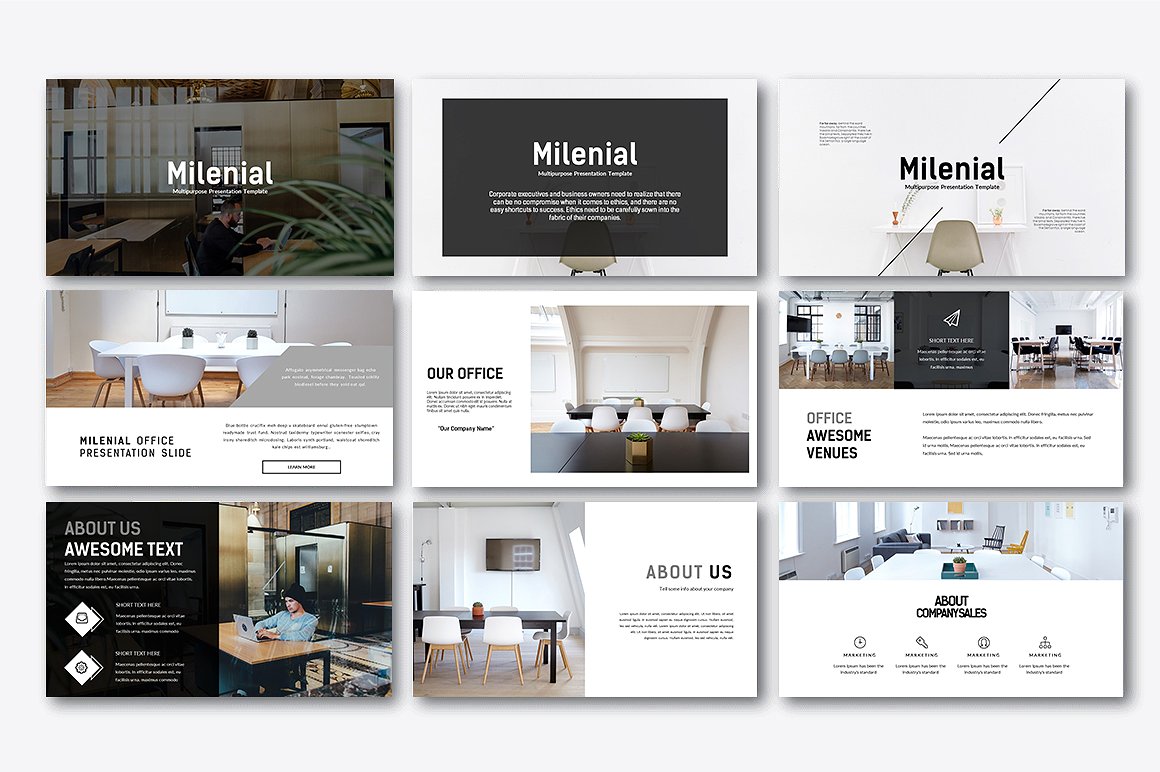 优雅和灵活的企业介绍PPT模板 Milenial Minimal Keynote Template_img_2