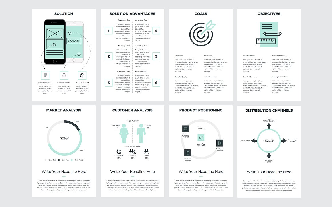 A4垂直适合打印的PPT模板 A4 Project Proposal PowerPoint_img_2