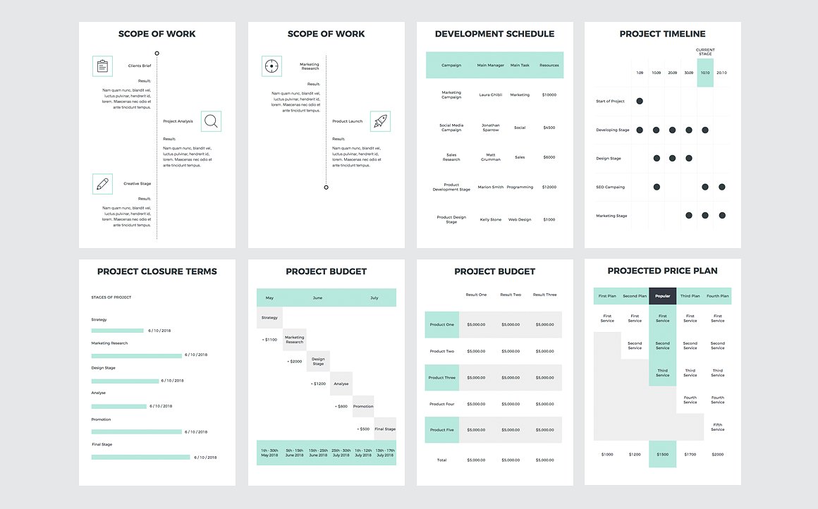 A4垂直适合打印的PPT模板 A4 Project Proposal PowerPoint_img_2