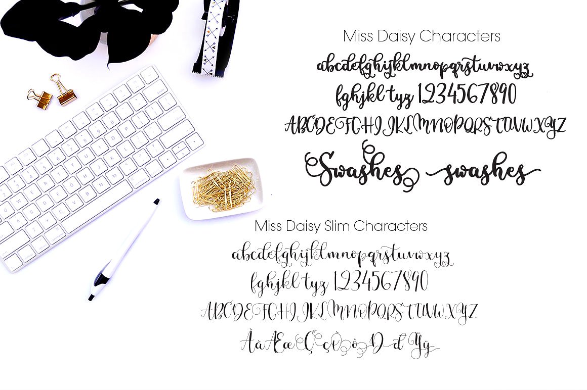 现代创意富有浪漫气息的手写字体 Miss Daisy Fonts Patterns Freebies_img_2