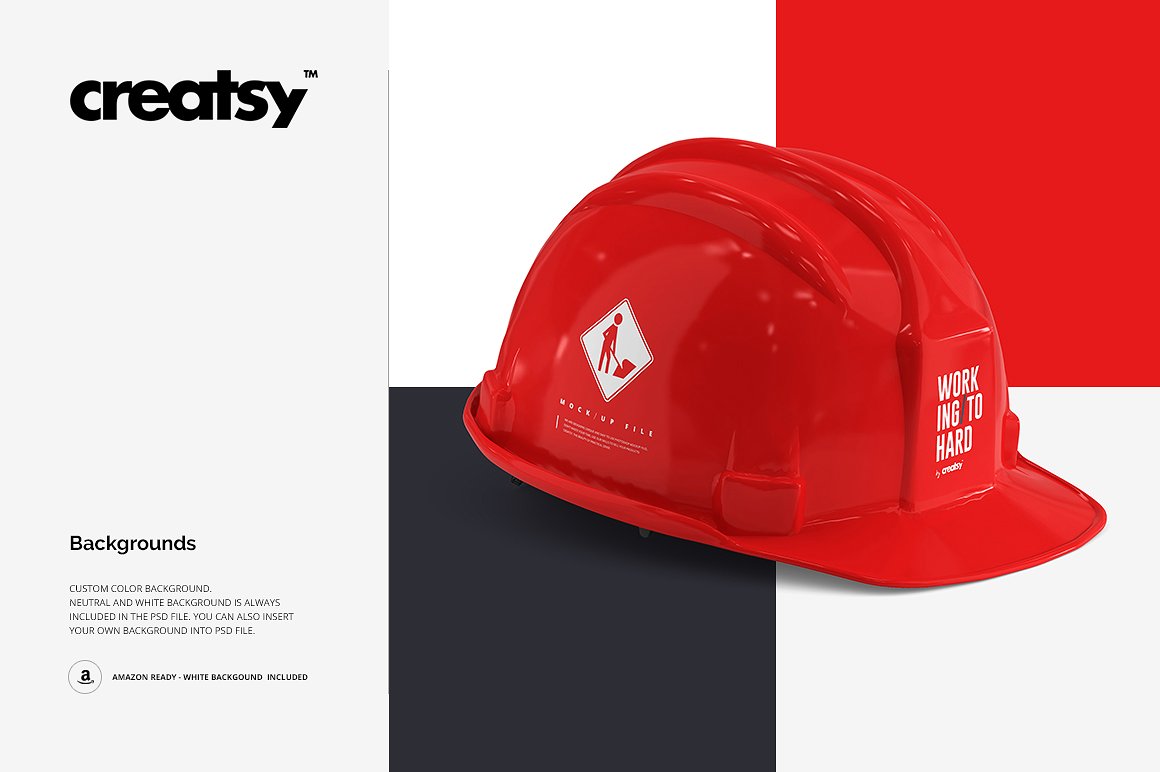 5个逼真安全帽样机套装 Hard Hat Mockup Set_img_1