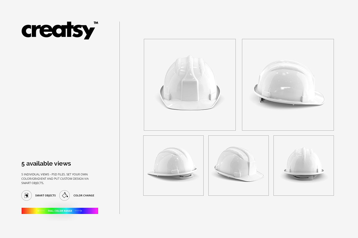 5个逼真安全帽样机套装 Hard Hat Mockup Set_img_1