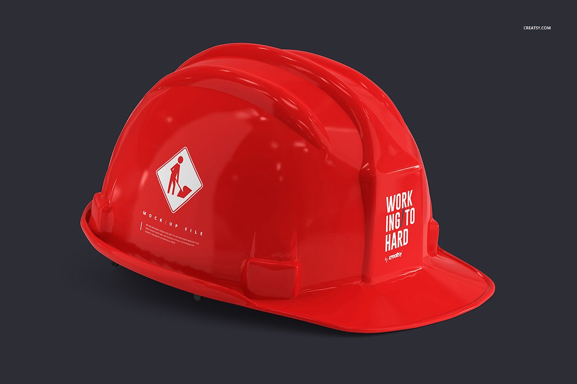 5个逼真安全帽样机套装 Hard Hat Mockup Set_img_1