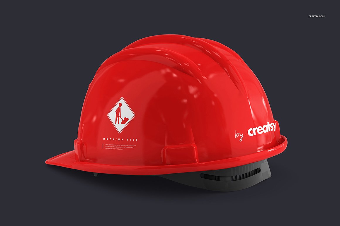 5个逼真安全帽样机套装 Hard Hat Mockup Set_img_1