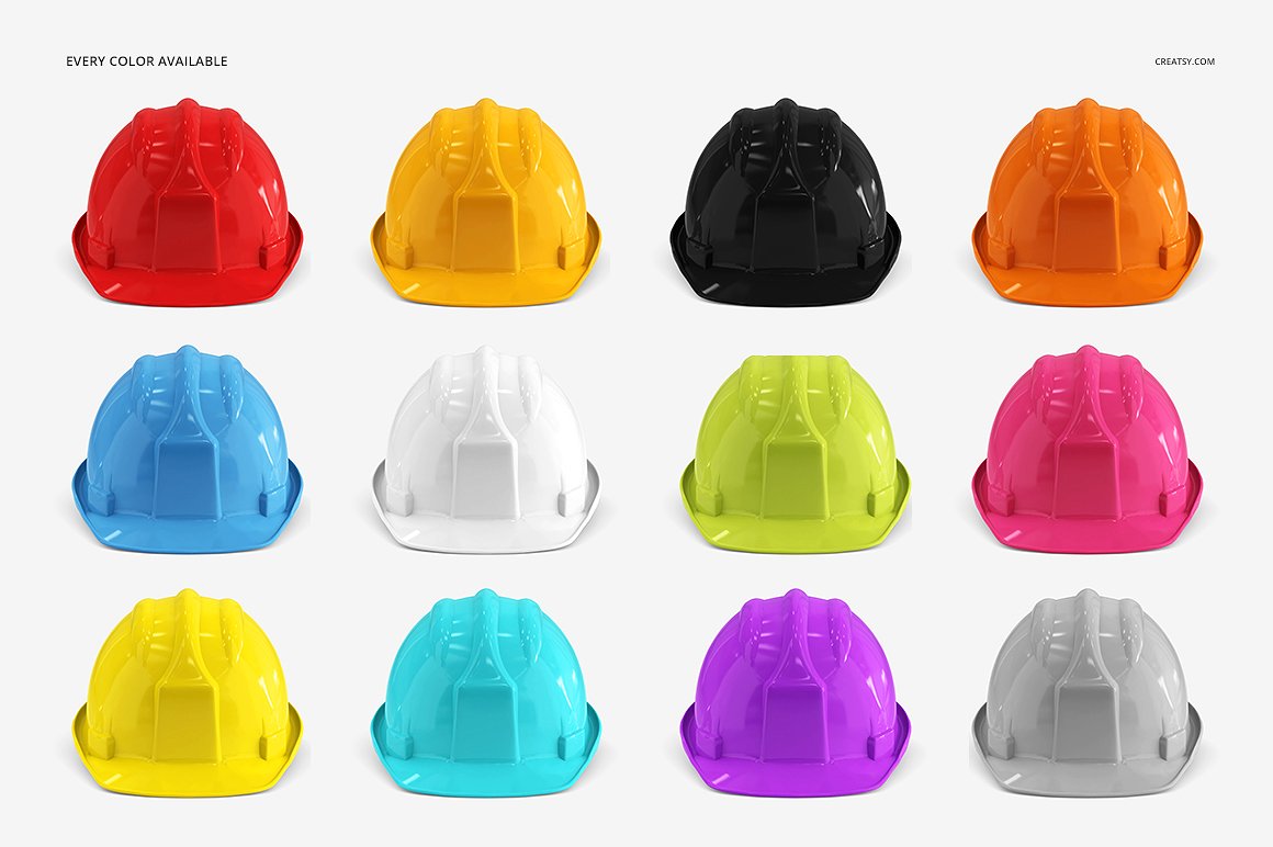 5个逼真安全帽样机套装 Hard Hat Mockup Set_img_1