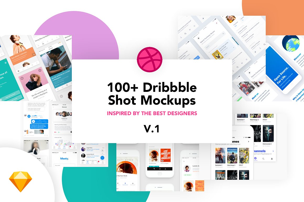 100+Dribbble作品展示样机 100+ Dribbble Shot Mockups v.1_img_2