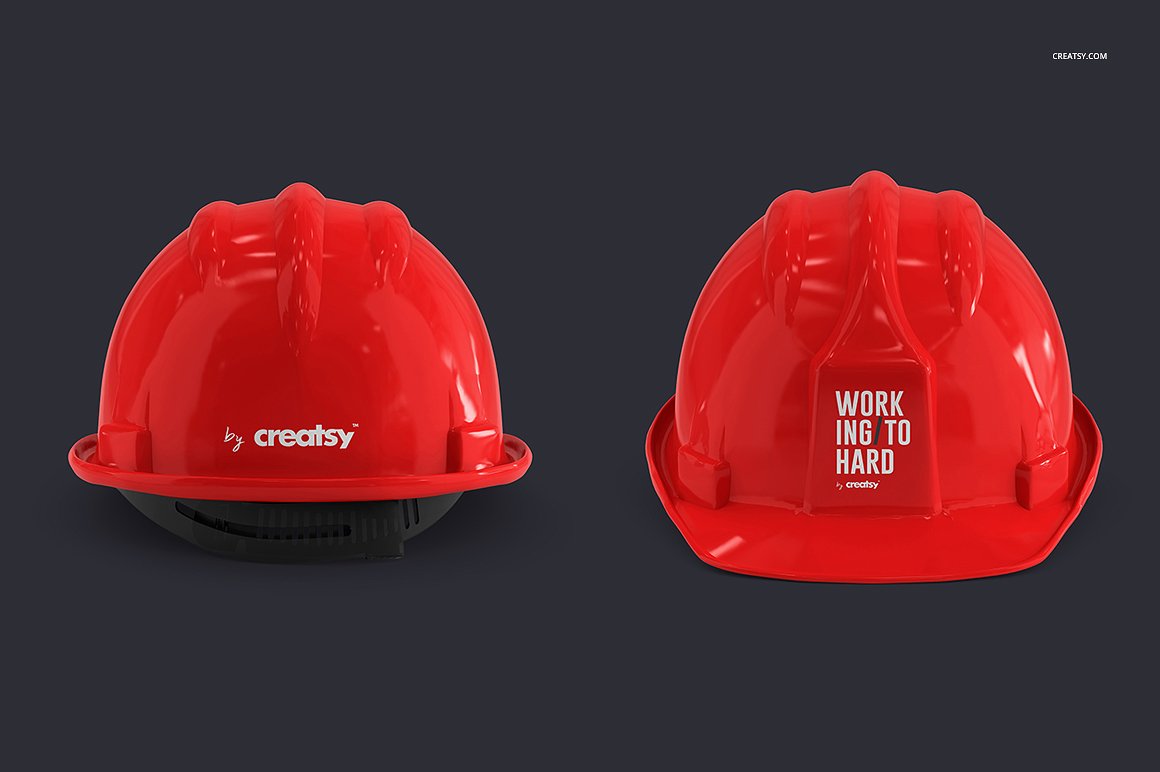 5个逼真安全帽样机套装 Hard Hat Mockup Set_img_1