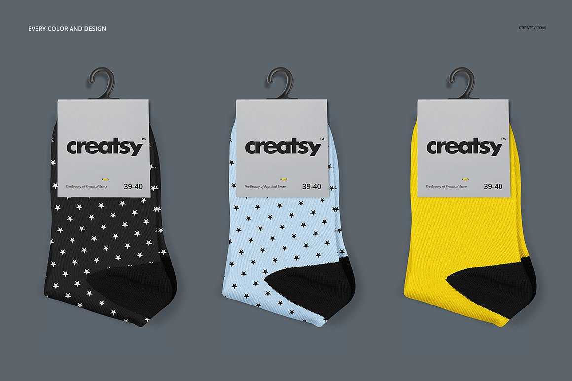 2种高品质袜子样机套装 2 Sublimation Socks 2 Types Mockup Set_img_2