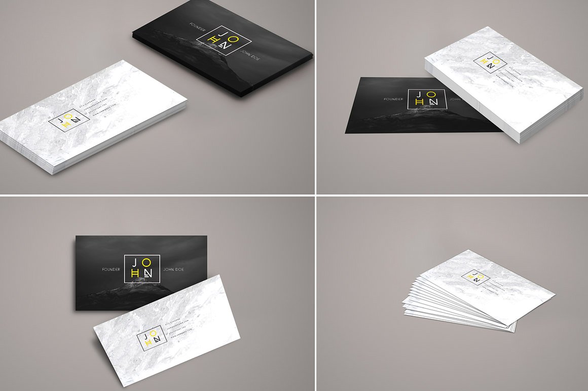 高品质的高端商务质感的名片 Business Card Mockup Bundle_img_2