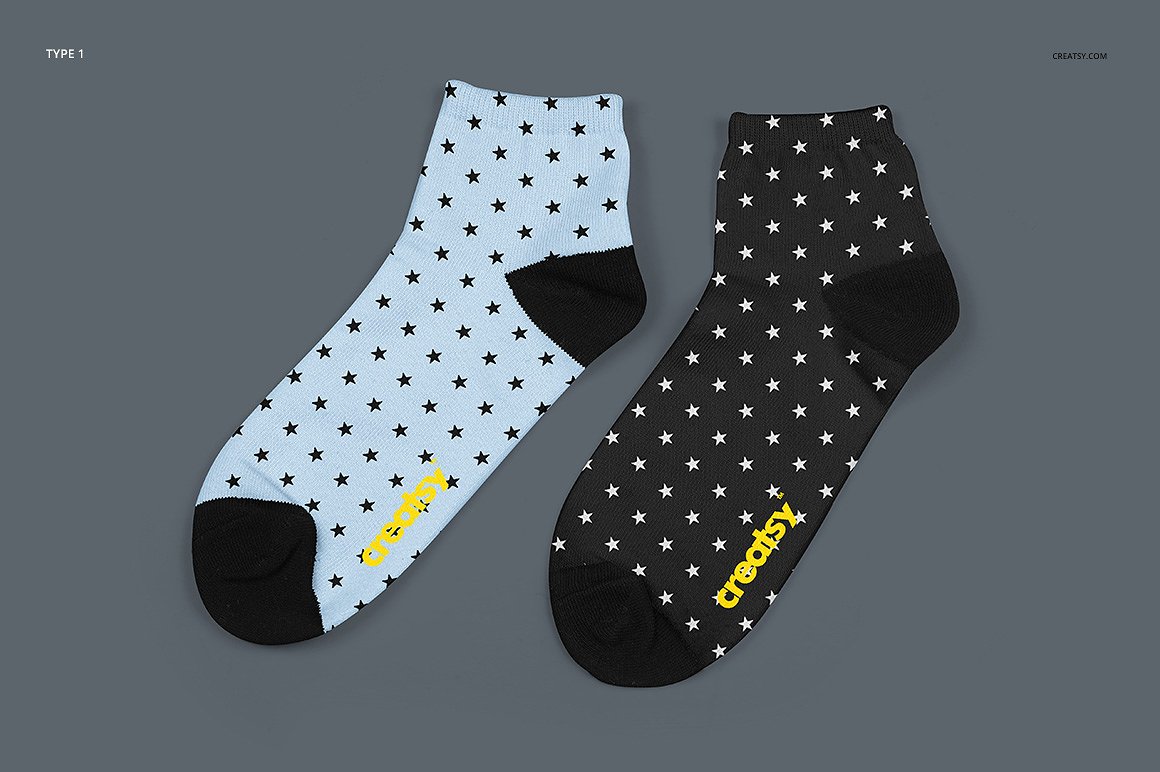 2种高品质袜子样机套装 2 Sublimation Socks 2 Types Mockup Set_img_2