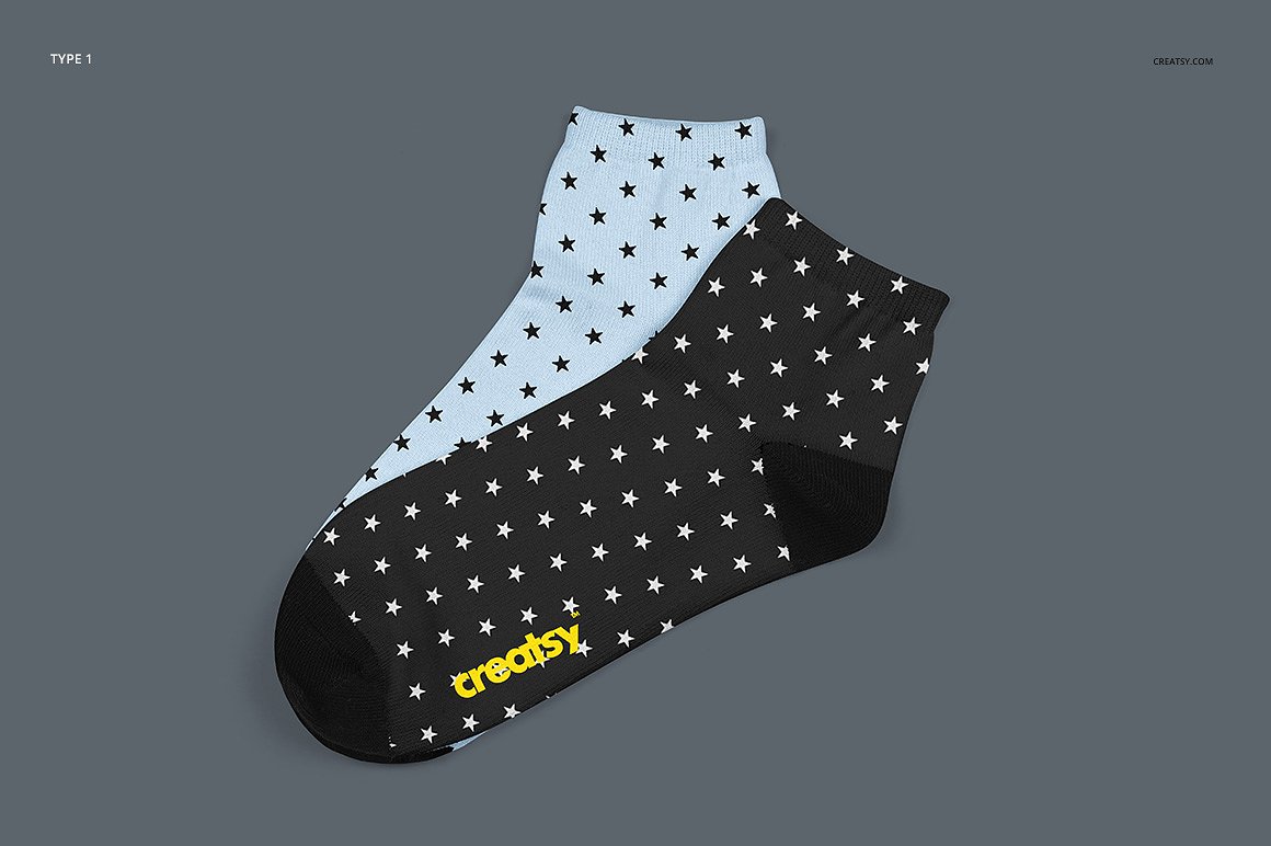 2种高品质袜子样机套装 2 Sublimation Socks 2 Types Mockup Set_img_2