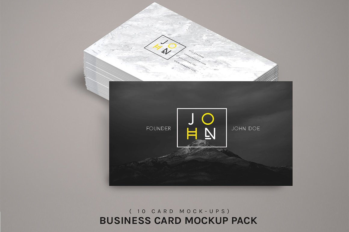 高品质的高端商务质感的名片 Business Card Mockup Bundle_img_2