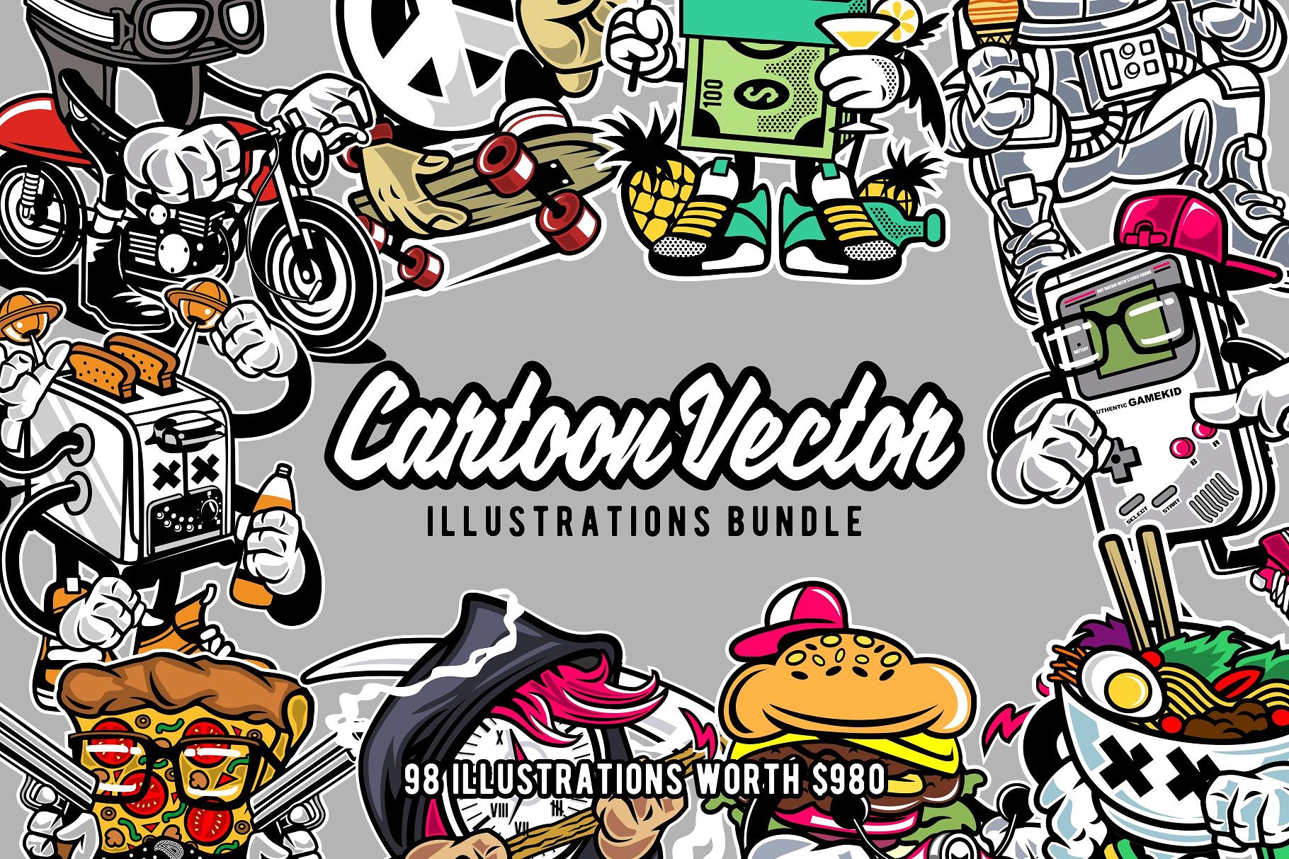 98款创意卡通矢量文件包 98 Cartoon Vector Bundle_img_2