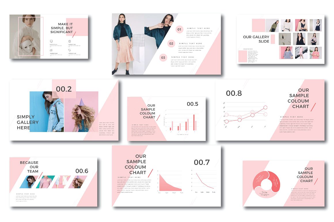 超现代极简服装品牌PPT模板 Anggelina Powerpoint Template_img_2