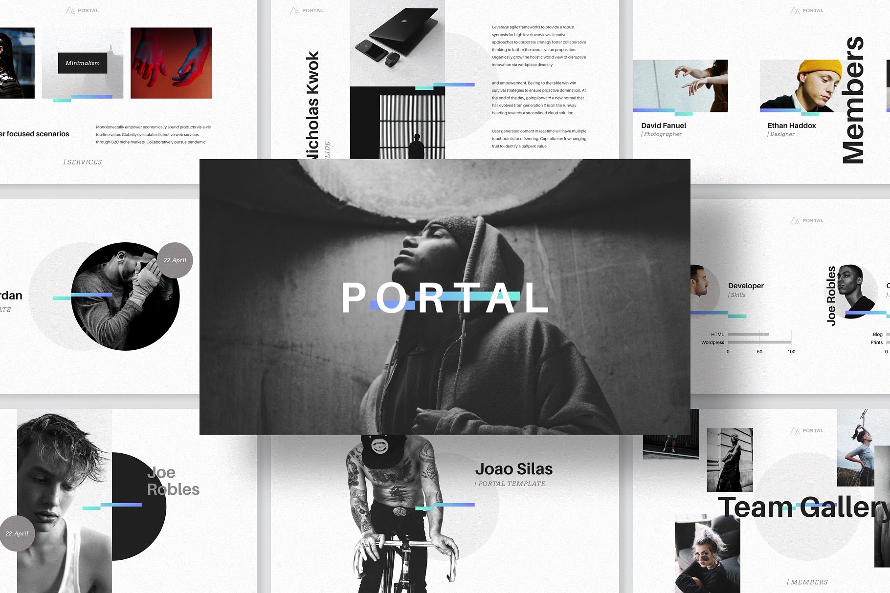 时尚门户网站主题PPT模板 PORTAL Keynote Presentation Template_img_2