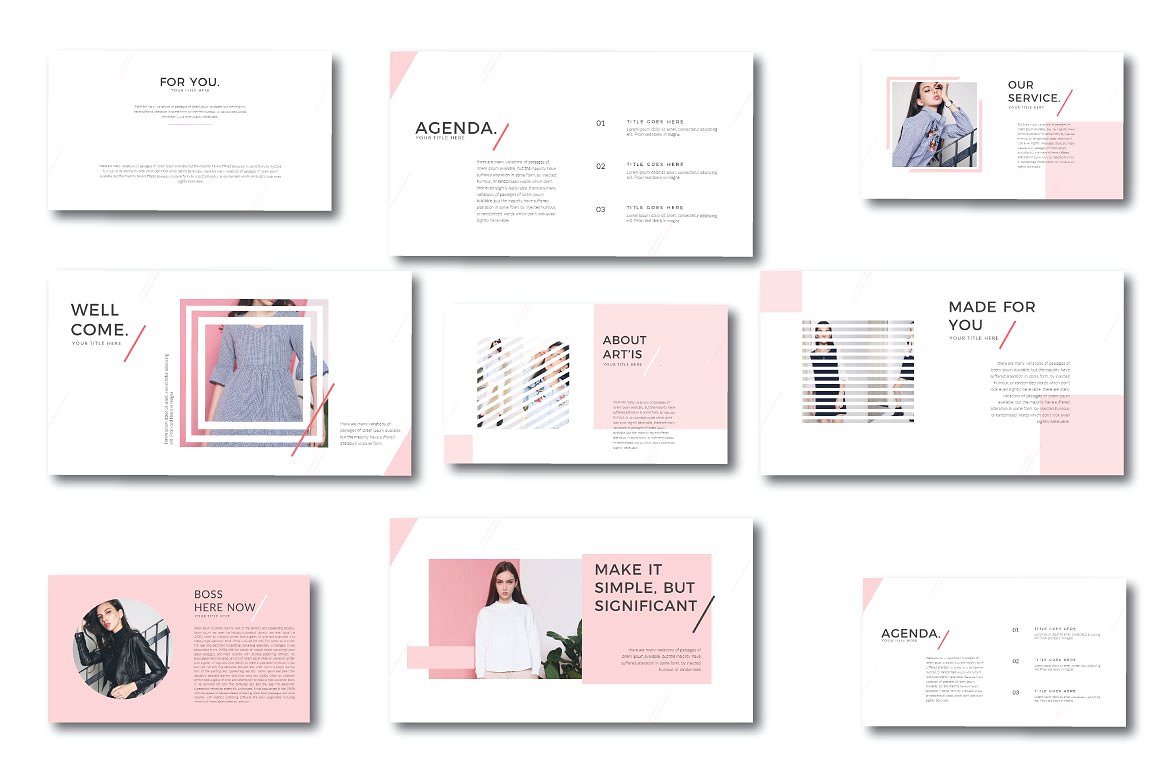 超现代极简服装品牌PPT模板 Anggelina Powerpoint Template_img_2