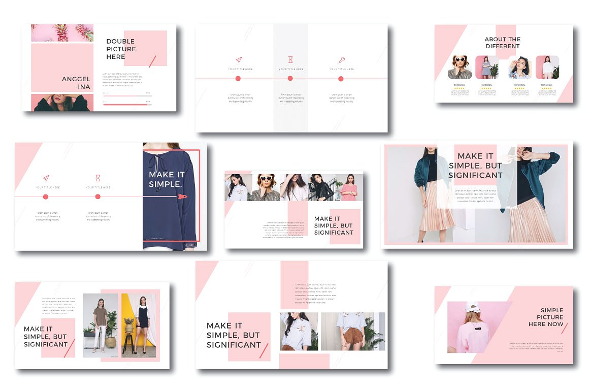 超现代极简服装品牌PPT模板 Anggelina Powerpoint Template_img_2