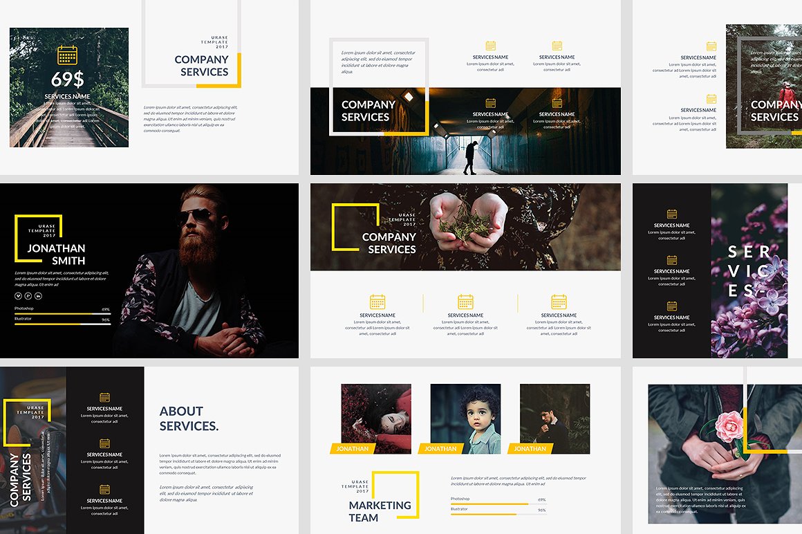 自然清新的PPT模板 Urase Creative Powerpoint Template_img_2