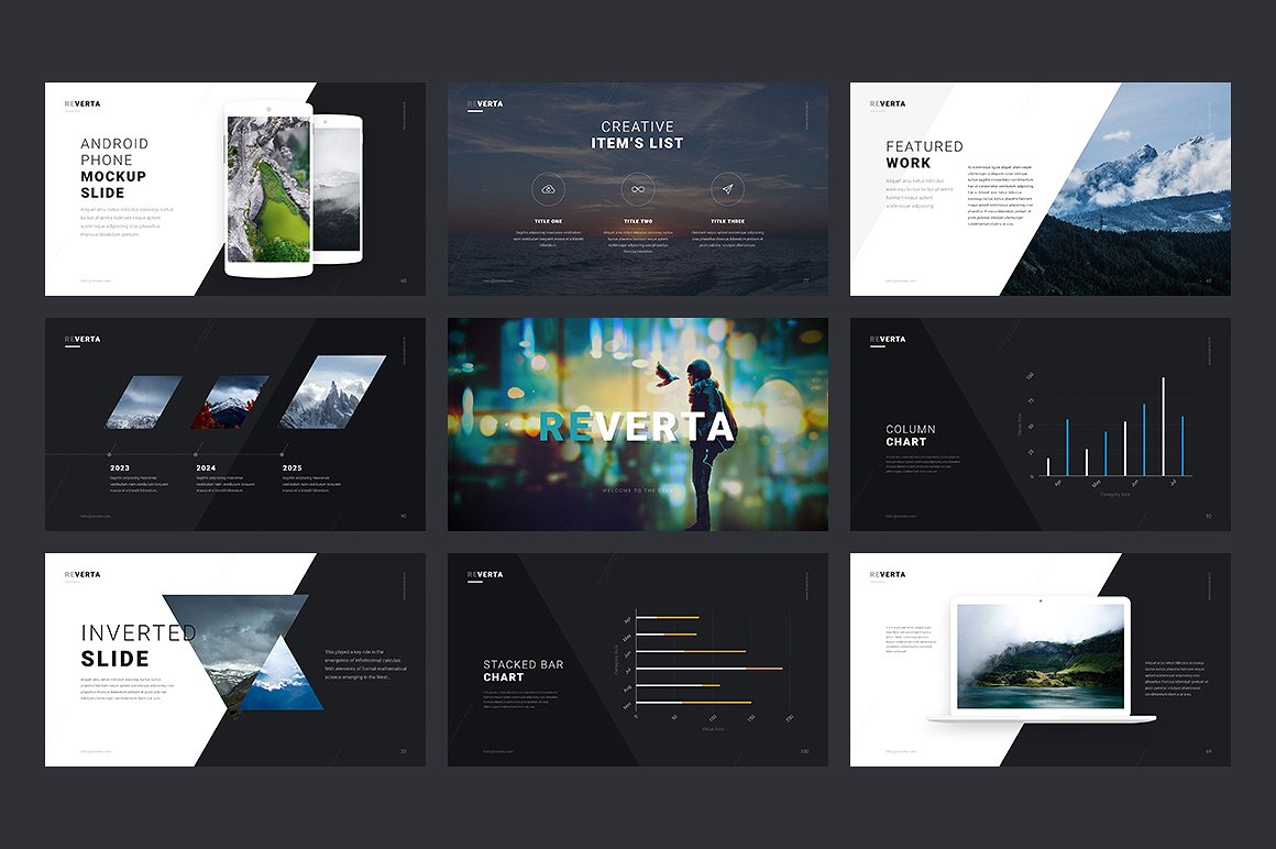 创意和简单的PPT演示模板 Reverta PowerPoint Template_img_2