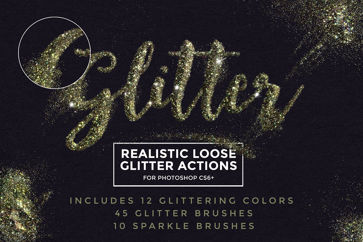 炫酷的松散闪光文字效果PS动作 Loose Glitter Photoshop Actions_img_2