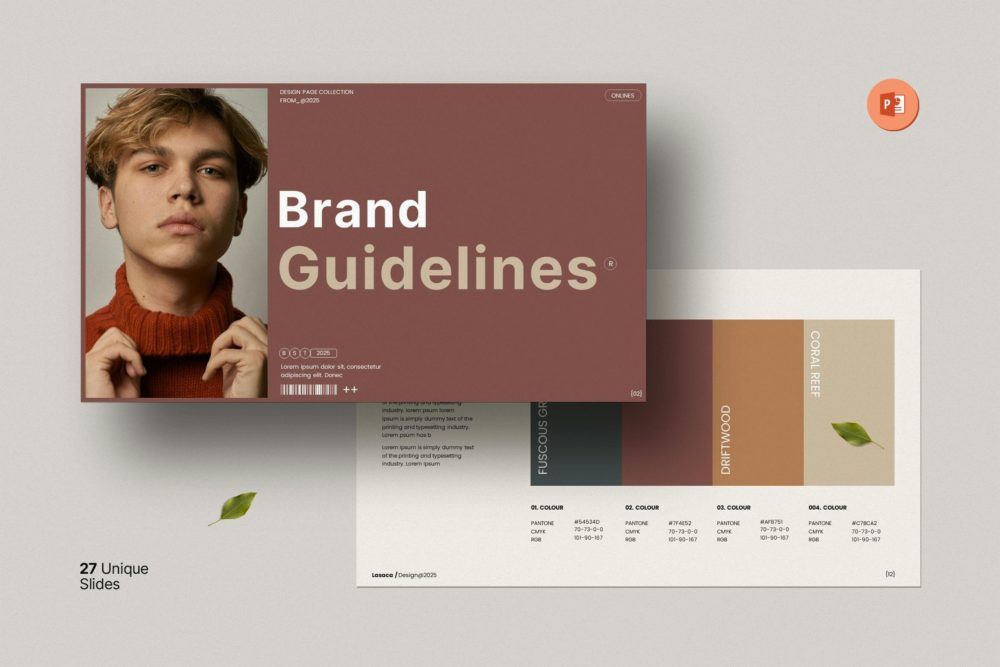 创意简约品牌营销策划提案简报设计ppt模板 Brand Guidelines Powerpoint Template插图