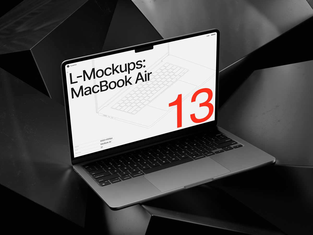 16款暗黑工业风苹果MacBook Air笔记本电脑屏幕演示效果图PS贴图样机模板 L-Mockups: MacBook Air插图11