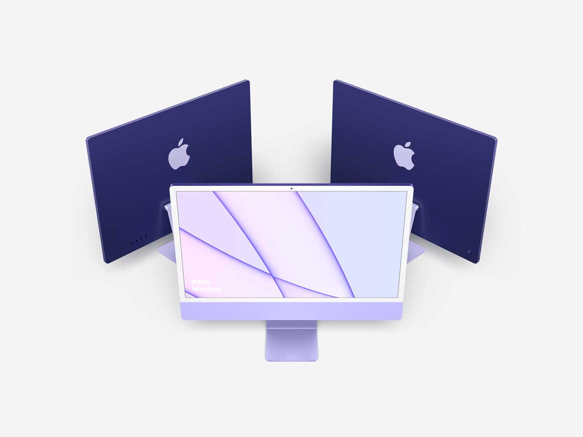 15款简约苹果iMac 24英寸一体机电脑屏幕演示效果图PS贴图样机模板 iMac 24-inch Mockups插图1