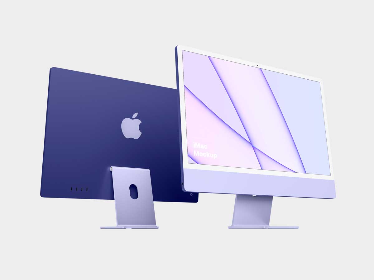 15款简约苹果iMac 24英寸一体机电脑屏幕演示效果图PS贴图样机模板 iMac 24-inch Mockups插图3