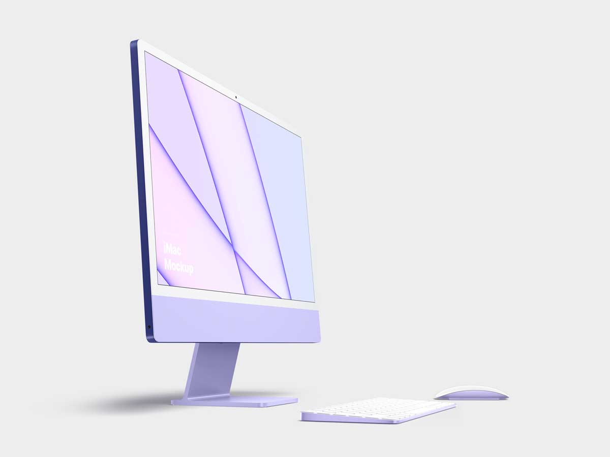 15款简约苹果iMac 24英寸一体机电脑屏幕演示效果图PS贴图样机模板 iMac 24-inch Mockups插图8