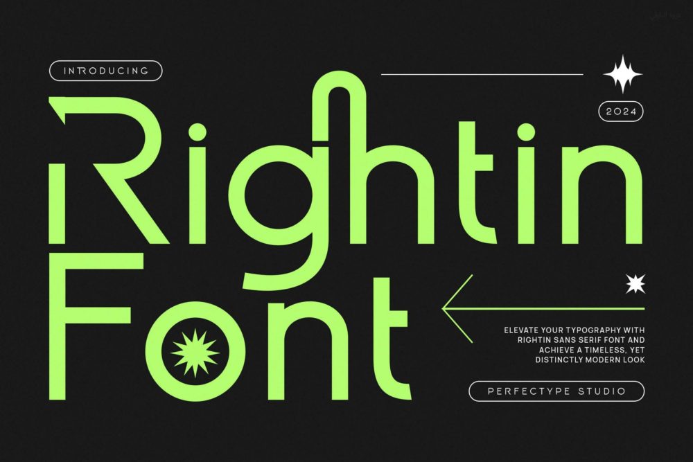 复古简约品牌杂志海报徽标设计无衬线英文字体安装包 Rightin Modern Futuristic Ligature Sans Serif Fon插图