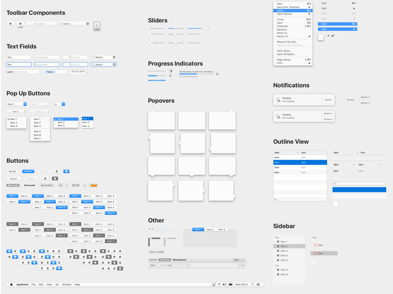 MacOS的UI库图免费 macOS UI Library Sketch Freebie_img_3