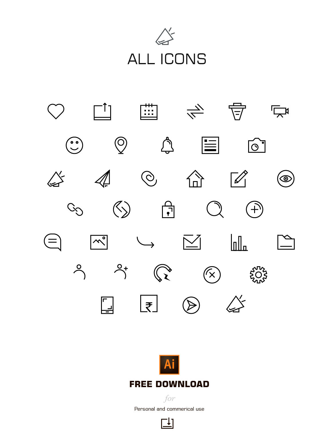 36个社交媒体线性图标 Free Social Media Linear Icons_img_3