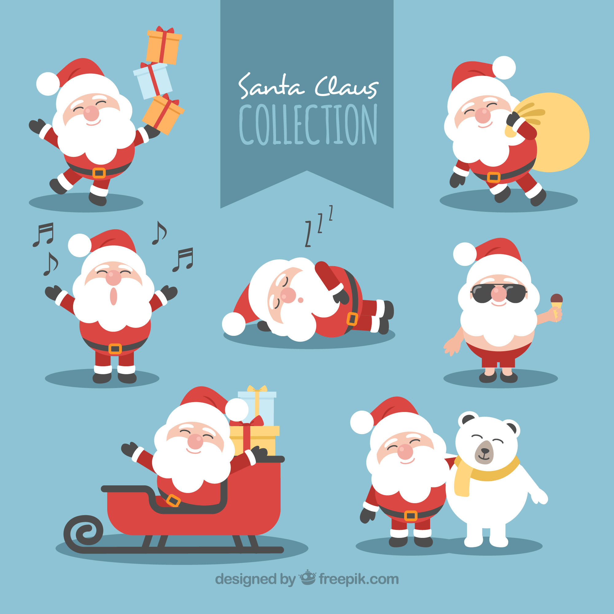 可爱的圣诞老人卡通图集 Collection of lovely character of Santa Claus_img_3