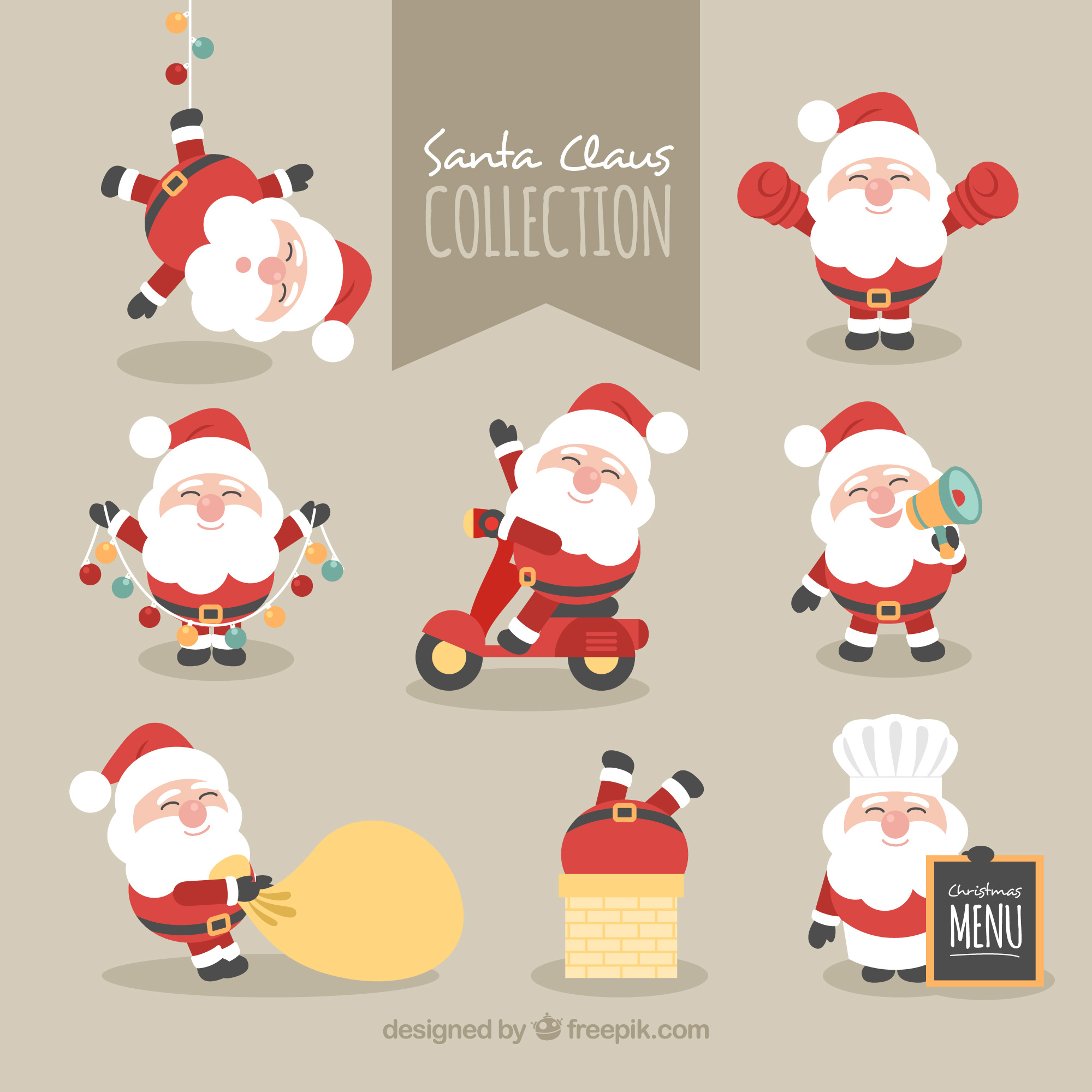 可爱的圣诞老人卡通图集 Collection of lovely character of Santa Claus_img_3