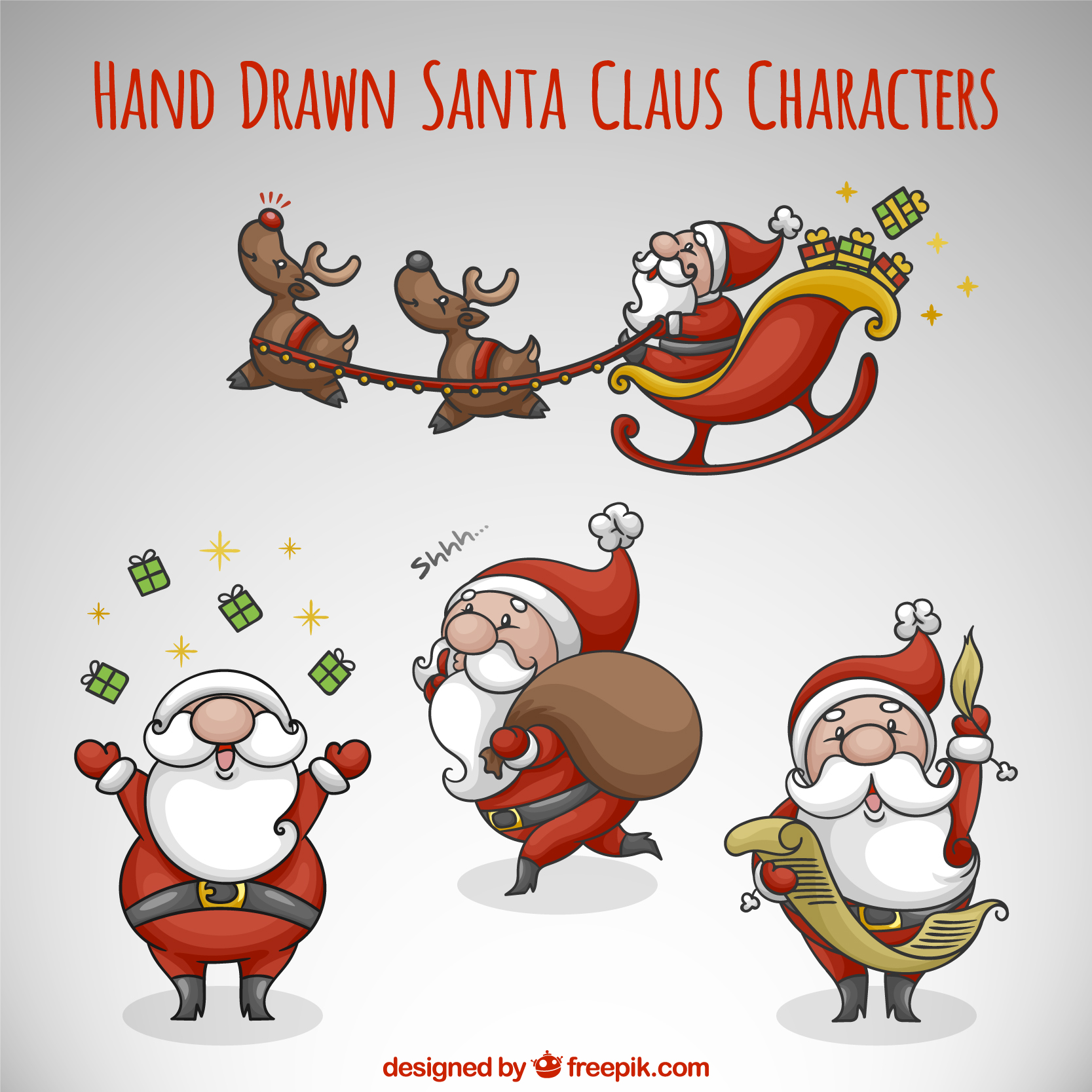 可爱的圣诞老人卡通图集 Collection of lovely character of Santa Claus_img_3