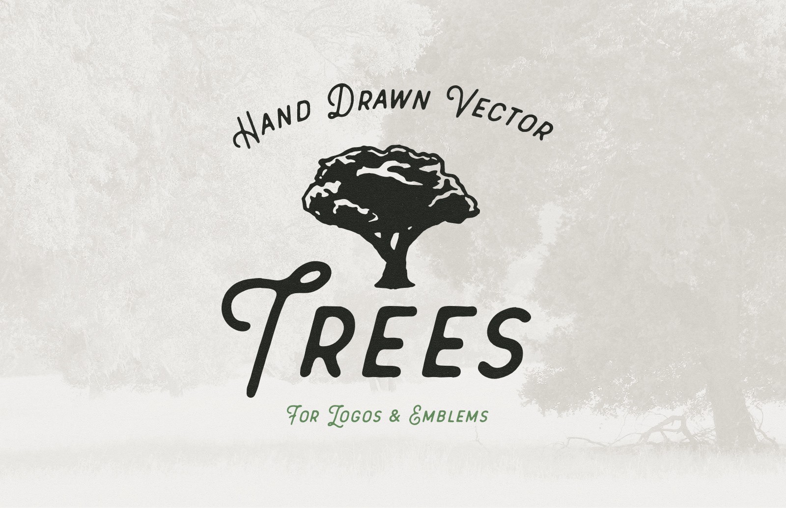 手绘树木矢量素材 Hand Drawn Vector Trees_img_2