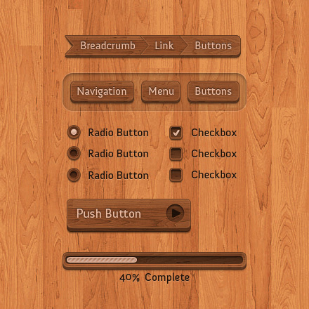 精致的木质GUI套件套装下载[PSD]_img_5