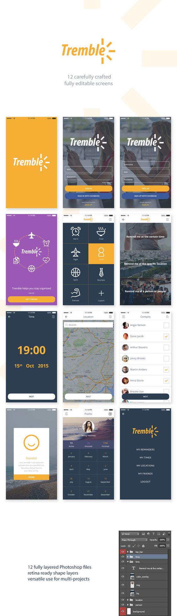 简约社交类 APP UI 套件 Creative Tremble UI Kit_img_3