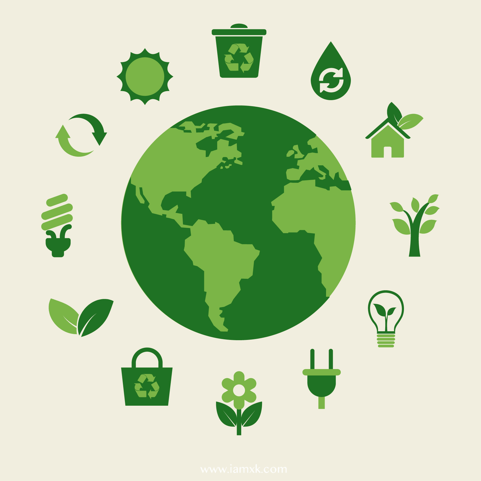 绿色生态环境概念图标集 Eco earth and green icons_img_3