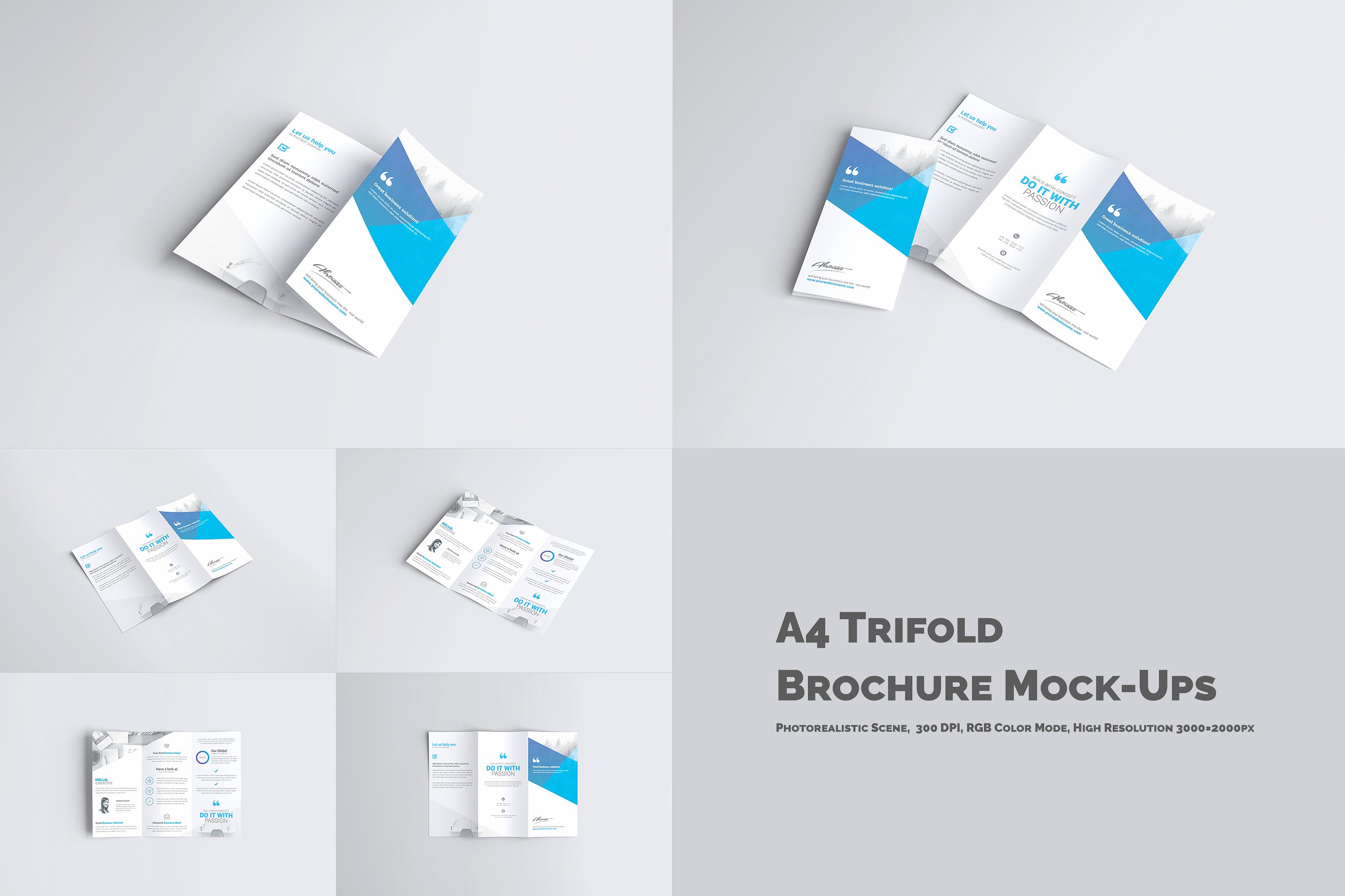 A4折页小册样机 A4 Trifold Brochure Mock-Ups_img_3