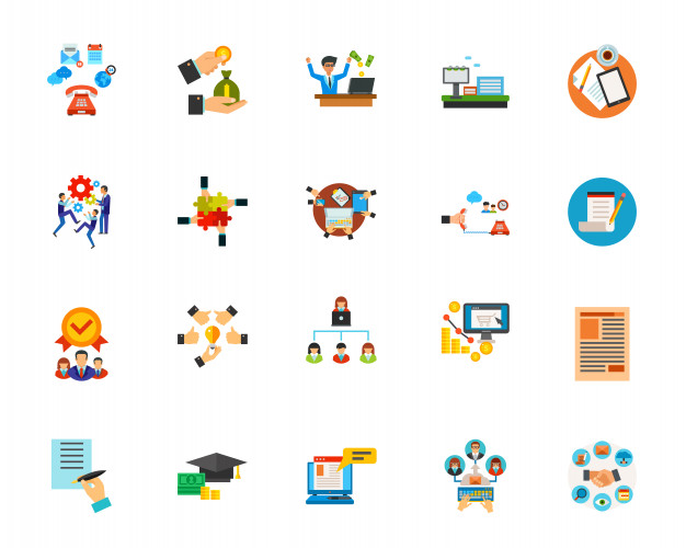 商务合作插画图标合集 Business communication icon set_img_3