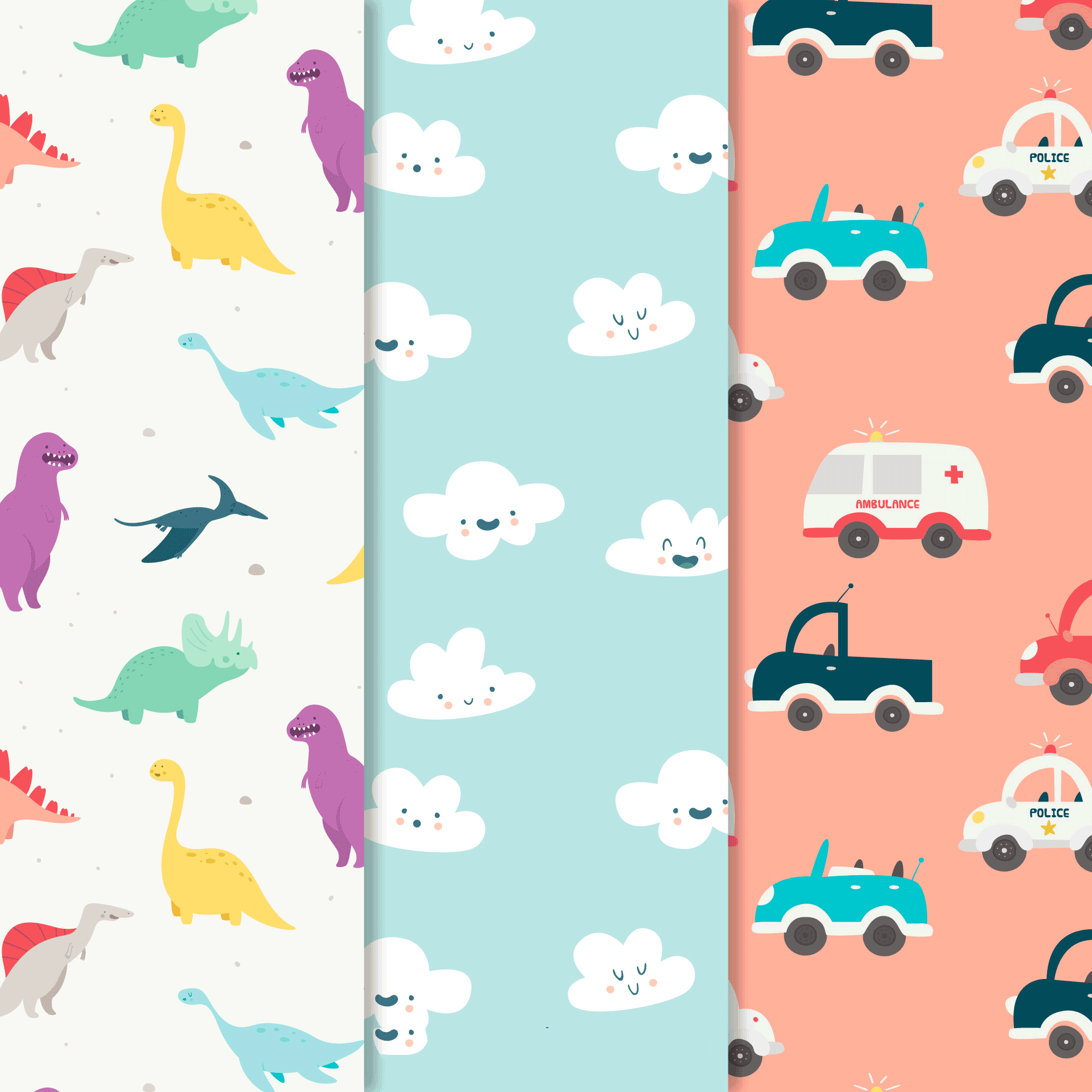 可爱儿童主题图案集 Baby patterns collection in flat style_img_3