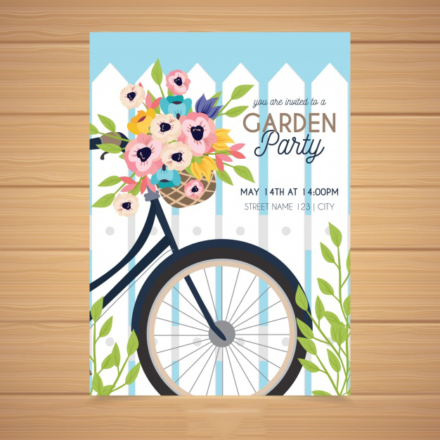 特色手绘春天气息的派对邀请卡 Spring garden party invitation in hand drawn style_img_3