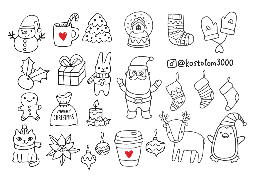 圣诞主题手绘插图集 Christmas Sketches Freebie_img_3