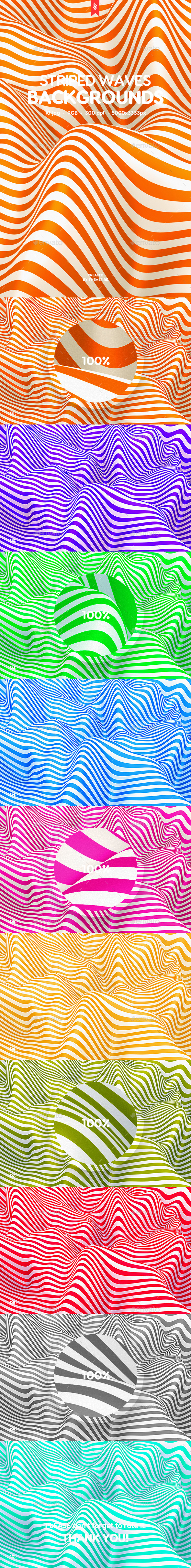 条纹波浪背景纹理 Striped Waves Backgrounds_img_3