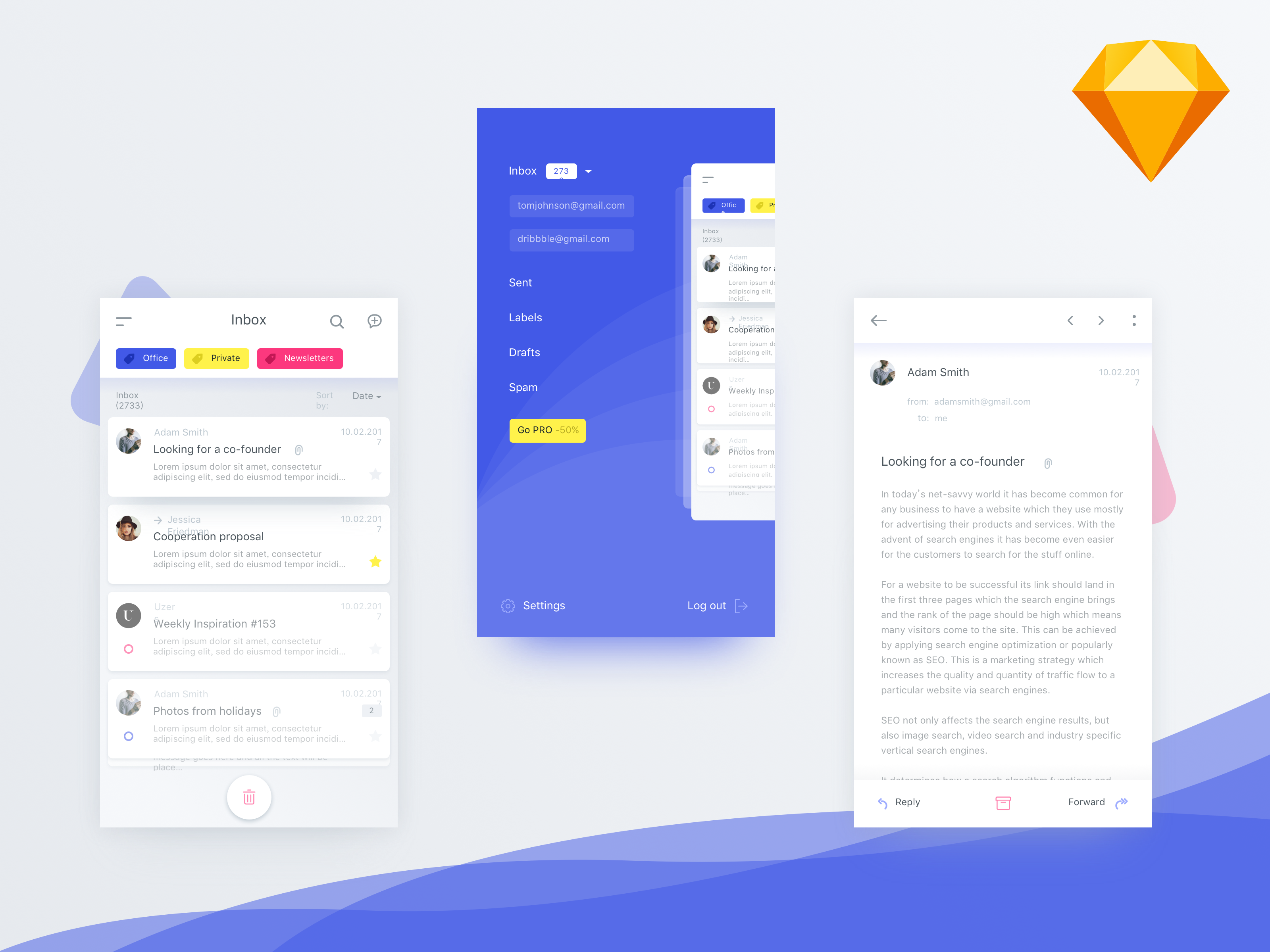 邮箱客户端 APP UI 套件 Mail client app (.sketch)_img_3
