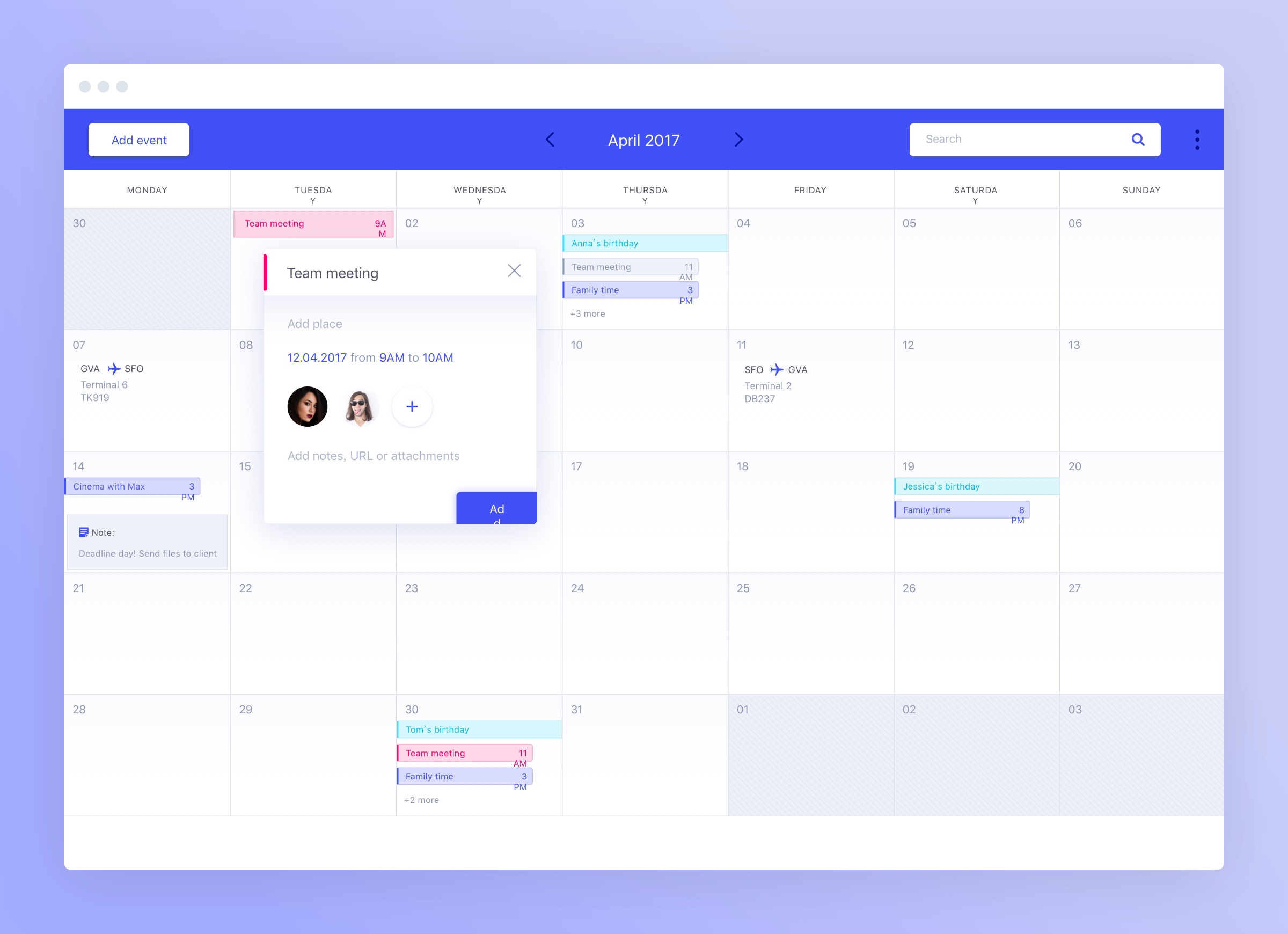 日程表 Web UI 模板 Calendar (.sketch)_img_3