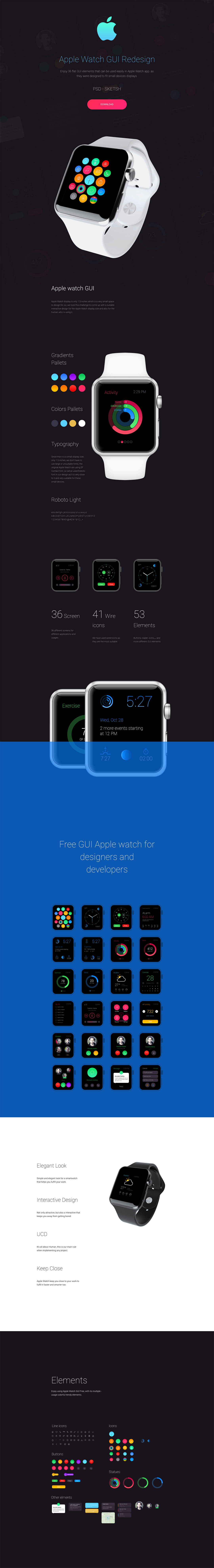 苹果手表穿戴设备 UI 套件 Apple Watch GUI Redesign（界面+图标+元素）_img_3