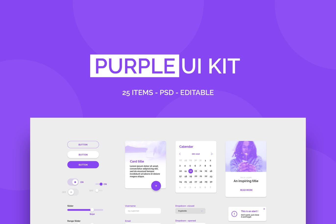 简约风 UI 套件素材包 Purple UI Kit_img_3