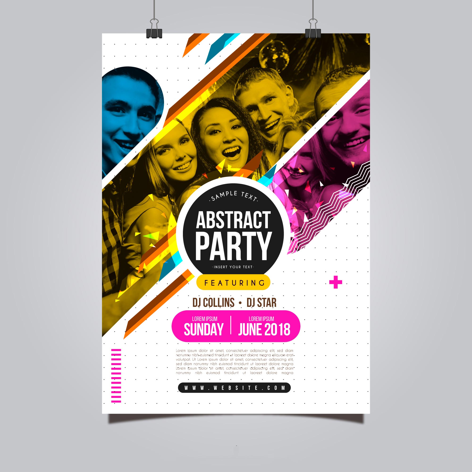 抽象风格派对海报模板 Party poster template with abstract style_img_3